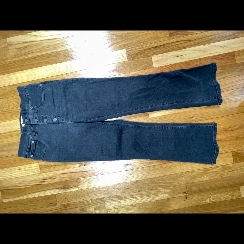 Madewell Cali Bootcut jeans, ankle crop, black sandwashed, Size 26